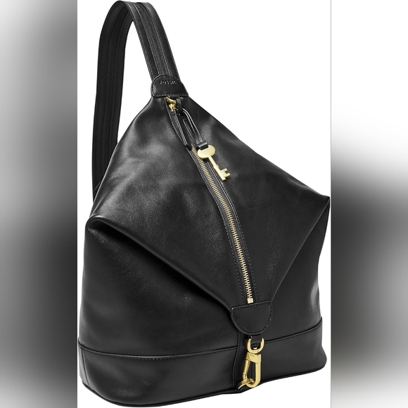 Fossil Handbags - FOSSIL Nola Black Leather Sling Purse